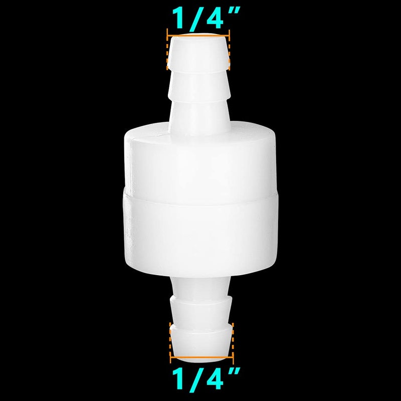 Feelers 1/4" One Way Inline Check Valve Non-Return One-Way Air Water Gas Check Valve Ozone Resistance PVDF, Pack of 4 4PCS - Image 2
